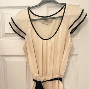 Cream Banana Republic Dress w/ tie/belt detail